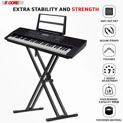 Adjustable Double X Keyboard Stand and Bench Set