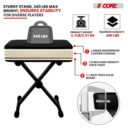 Adjustable Double X Keyboard Stand and Bench Set