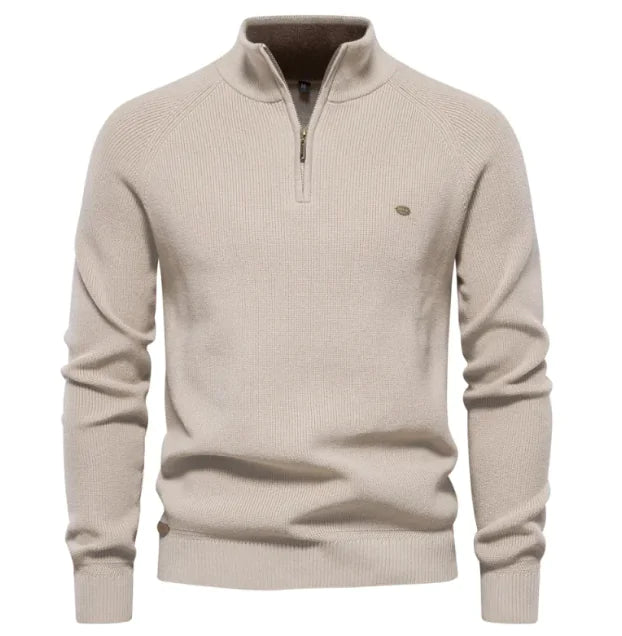 Men's Stylish Half-Turtleneck Solid Color Top