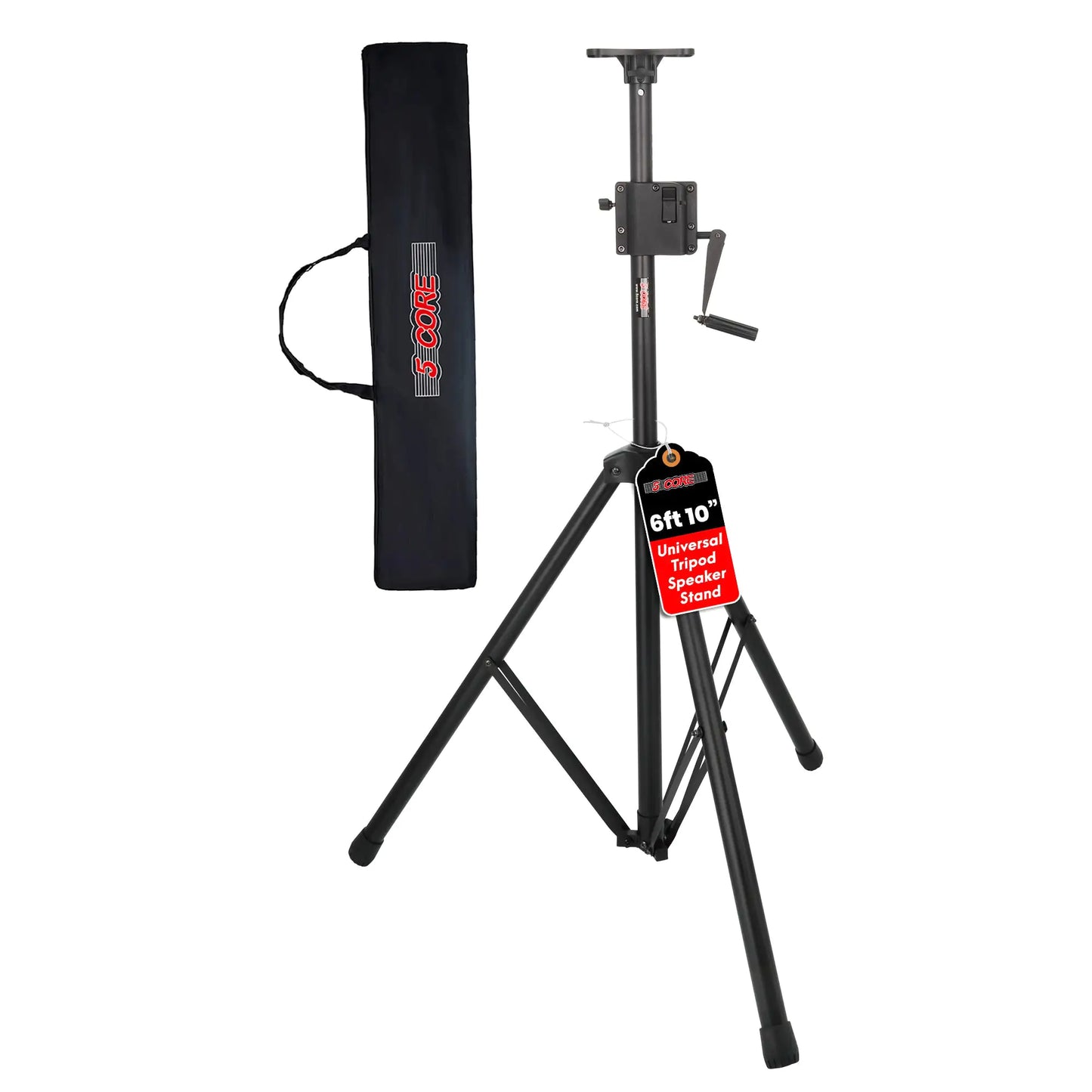 5 Core Speaker Stand Tripod Tall Crank Up Height Adjustable Heavy Duty Floor Stands 35mm PA Pole Mount