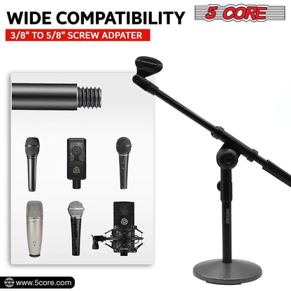 5Core Round Base Desktop Mic Stand Universal Desk Microphone Holder Table Top Stands BLACK