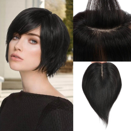 MORICHY Human Hair Toppers for Women Short Hair Toppers for Women Real Human Hair Skin Scalp Top Hair Pieces Hair Toppers for Women with Thinning Hair Patches for Hair Loss