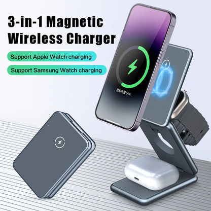 The latest design of 3 in 1 wireless charger in 2025, which can be folded for your travel.