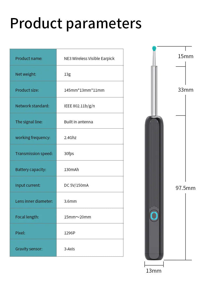 NE3 Ear Cleaner With Camera And LED Light