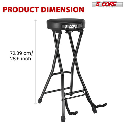 5Core Guitar Stool w Comfortable Padded Seat Foot Rest Guitar Holder w 300 Lbs Capacity