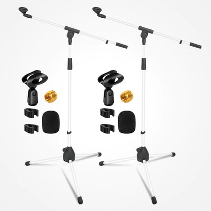 5Core Tripod Mic Stand Heavy Duty Adjustable Holder Floor Microphone Boom Arm WHITE