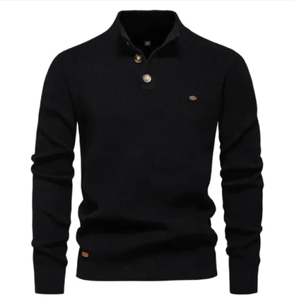 Men's Stylish Half-Turtleneck Solid Color Top