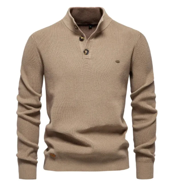 Men's Stylish Half-Turtleneck Solid Color Top