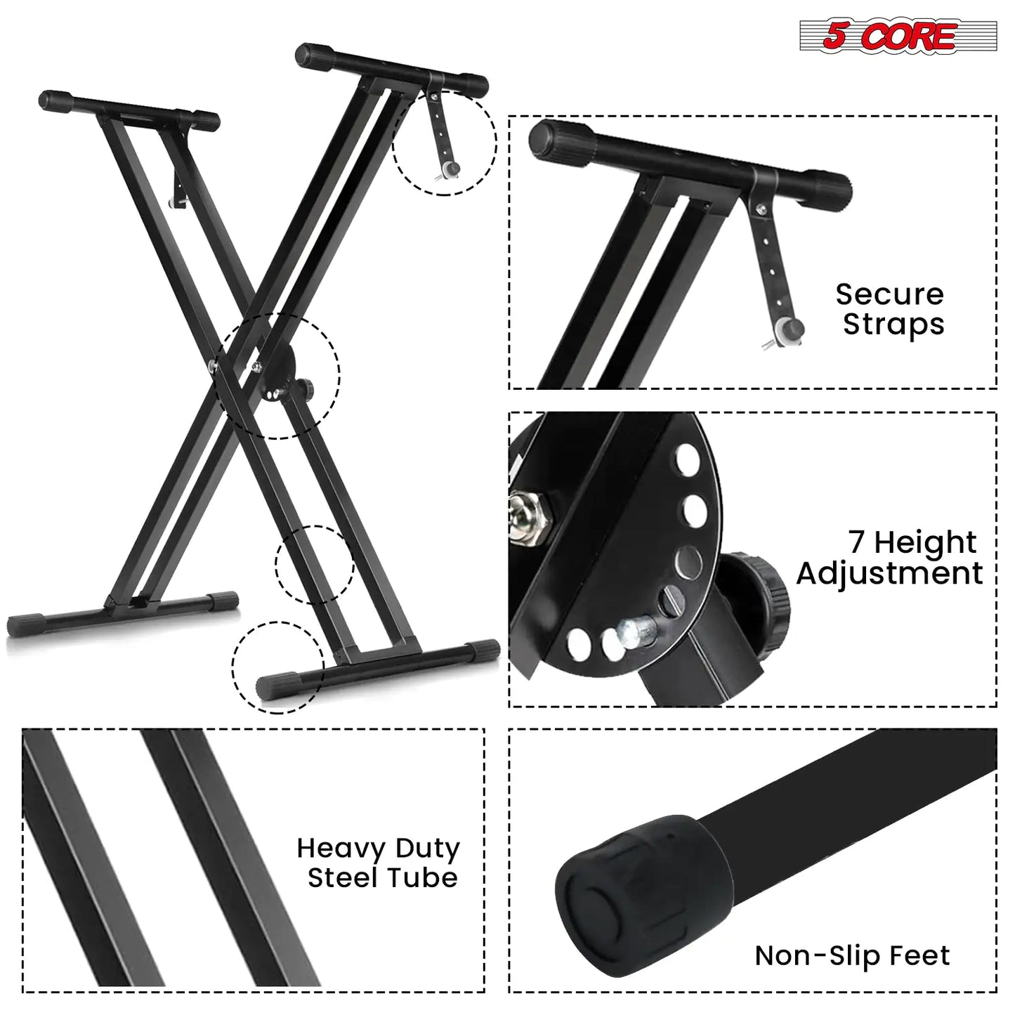 Adjustable Double X Keyboard Stand and Bench Set