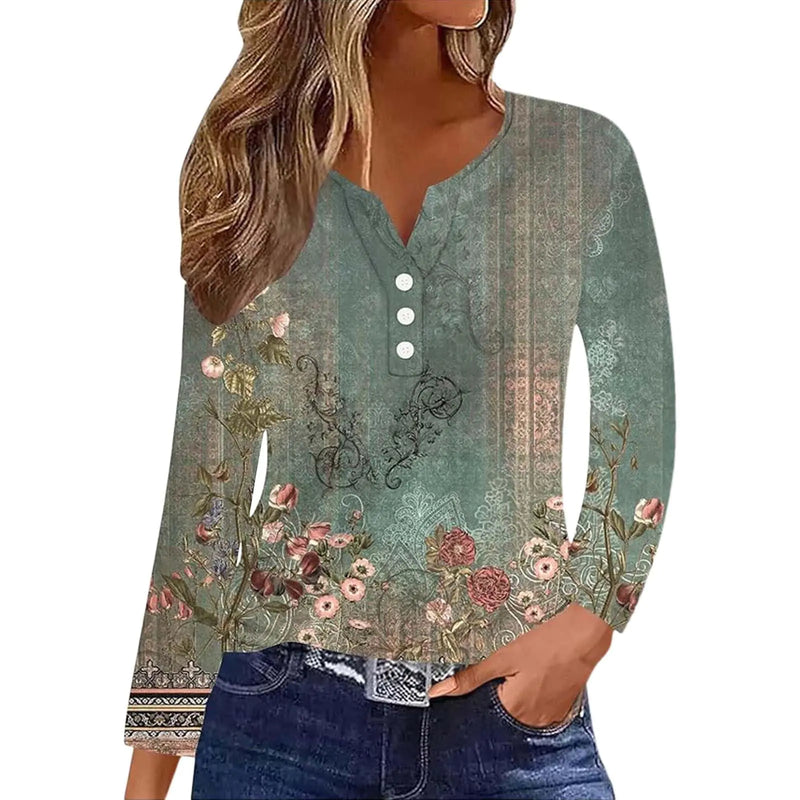 Womens Winter Shirts of Today Prime Todays Deals Long Sleeve Shirts for Women - Womens T Shirts Long Sleeve Crew Neck Shirts Basic Tee Sort Comfy Printed Tops Blouse 10-Green X-Lar