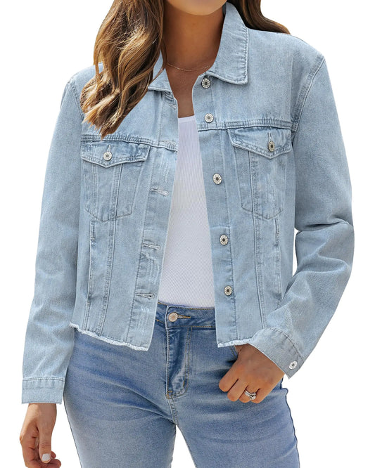 LookbookStore Western Jackets for Women Light Weight Denim Jacket for Women Dark Denim Jacket for Women Jean Jacket Women Plus Size Womens Jean Shirt Roadnight Blue - Snow Wash Size XX-Large