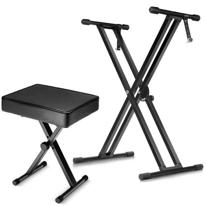 Adjustable Double X Keyboard Stand and Bench Set