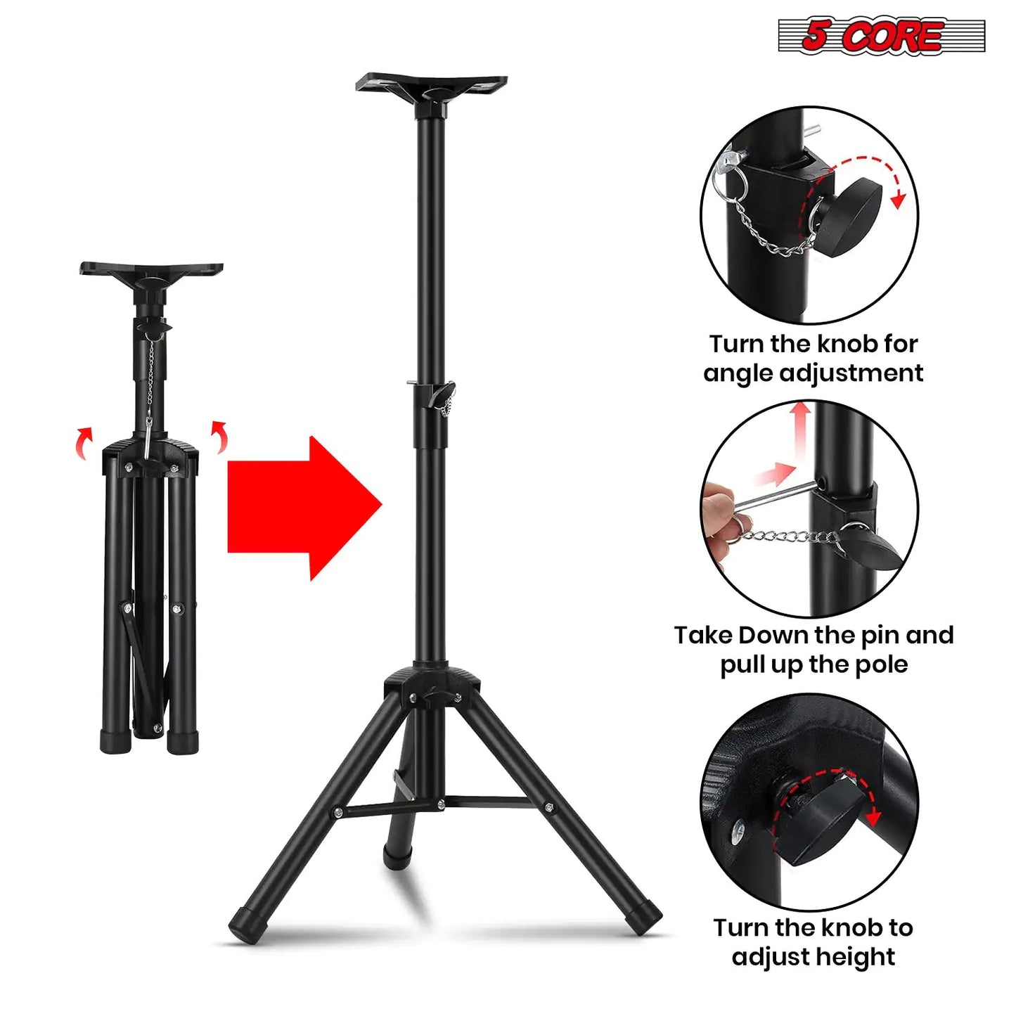 5Core Adjustable DJ Speaker Stands 36 Inch