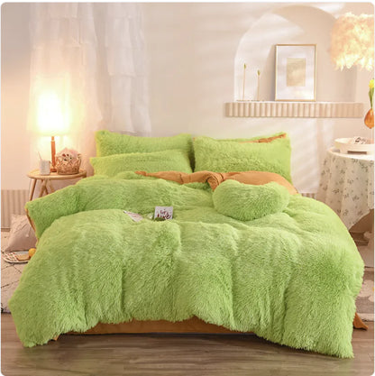 Luxury Plush Fleece Bedding Set - Queen & King Sizes, Warm Quilt Cover & Pillowcases