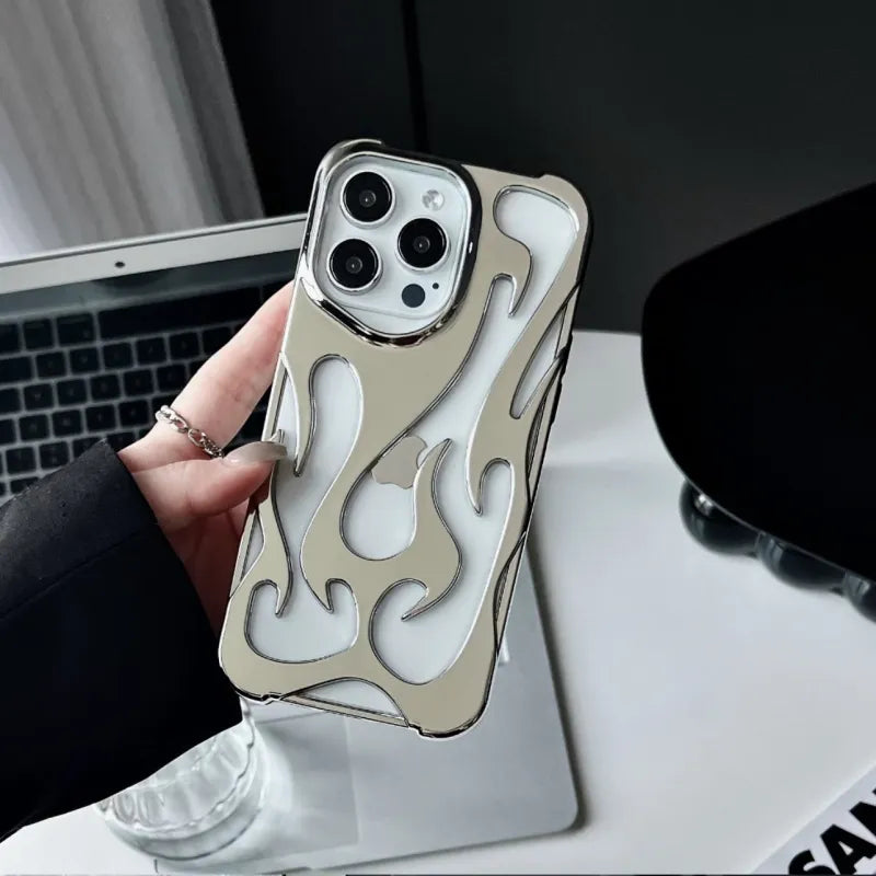 Flame Pattern Electroplated Soft Phone Case