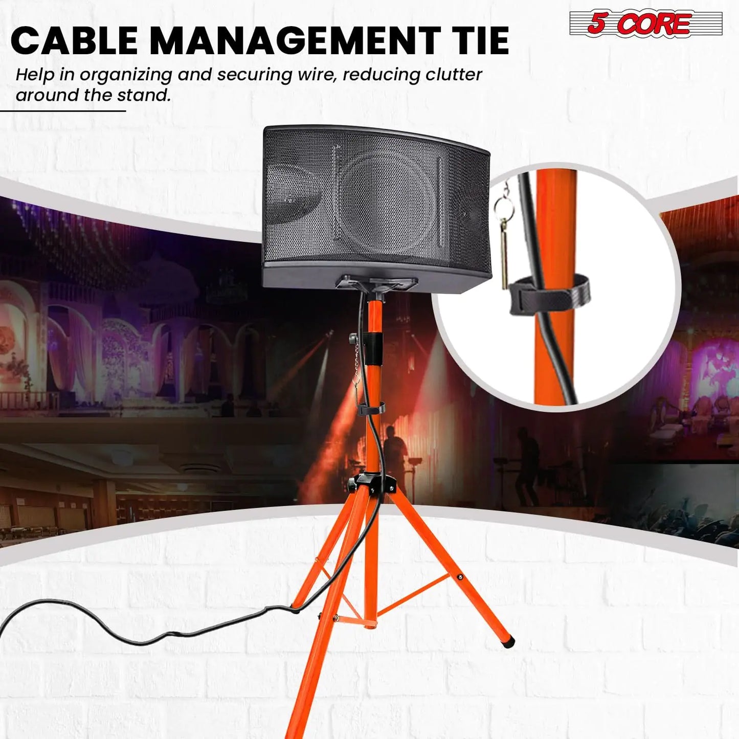 5Core Speaker Stand Tripod Tall Adjustable 72 Inch DJ Pole Mount Studio Monitor Stands ORANGE