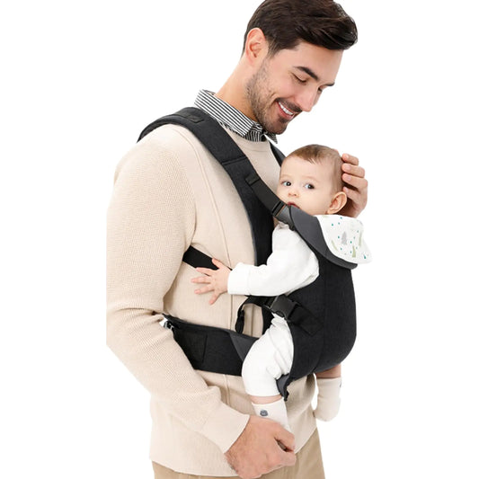 Huifen Baby Wrap Carrier 4-in-1 Baby Carrier Babies Essentials Hands Free Baby Sling Carriers with Saliva Towel Baby Gifts Adjustable Baby Hip Carrier for Baby Newborn to Toddler 6-33 lbs (Black)