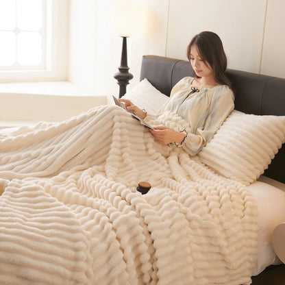 Rabbit Fur Velvet Blanket Anti-static Bedroom Sofa Blanket