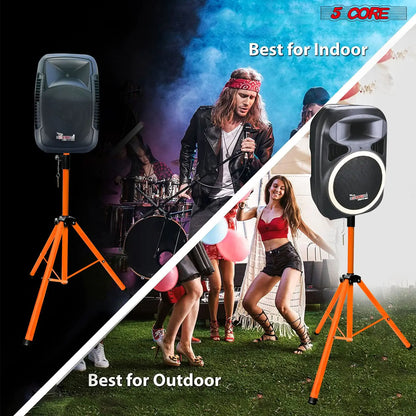 5Core Speaker Stand Tripod Tall Adjustable 72 Inch DJ Pole Mount Studio Monitor Stands ORANGE