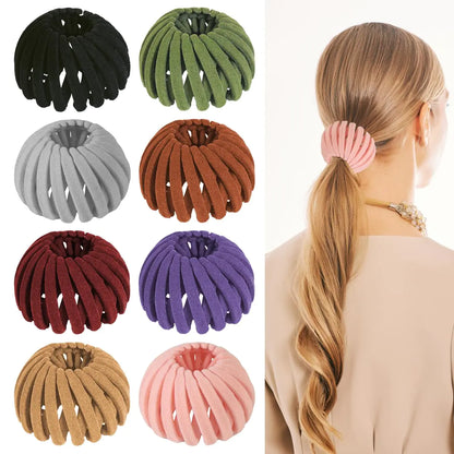 8PCS Birds Nest Hair Clips - Expandable Hair Bun Maker Hair Accessories for Women Ponytail Holder Hair Bun Clip for Thin Thick Fine Curly Hair Plastic Hair Barrettes Hair Scrunchies