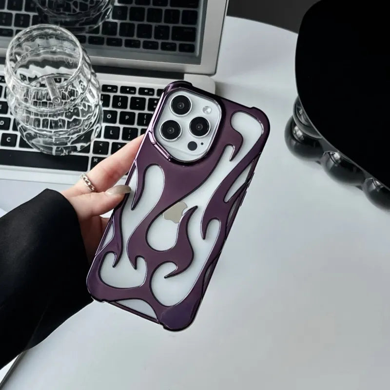 Flame Pattern Electroplated Soft Phone Case