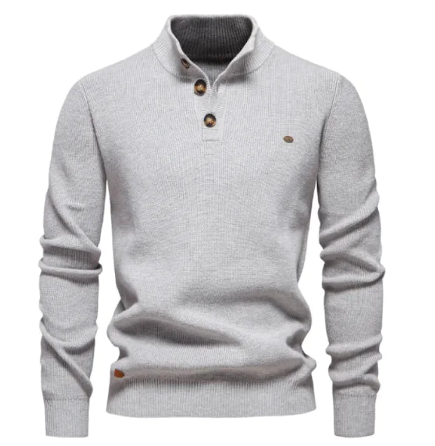 Men's Stylish Half-Turtleneck Solid Color Top